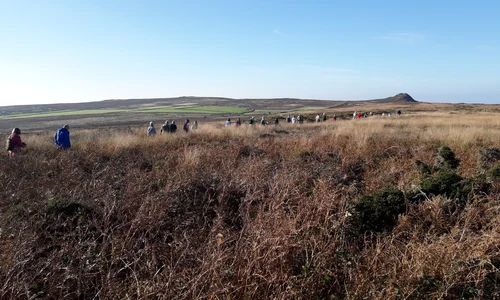 Walkers on Nine Maidens Common in Penwith