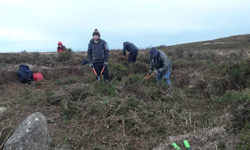 Volunteers clearing vegetation at Sperris settlement Feb 2020