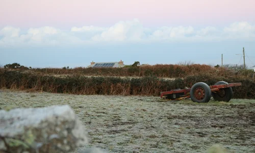 Frost on Penwith farm equipment