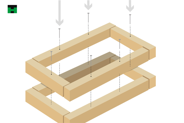 a diagram showing you how to place sleepers as a raised bed