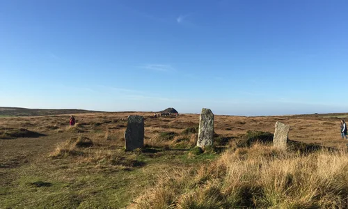Nine Maidens Stone Circle looking towards Carn Galva