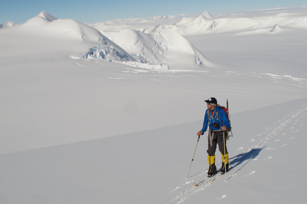 Skier takes in the polar views