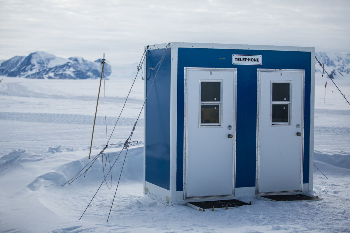 Telephone booth at Union Glacier Camp