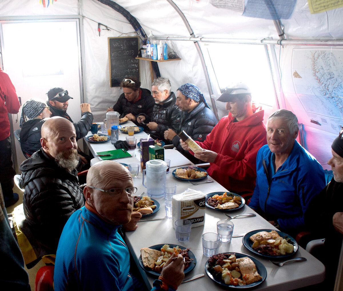 ALE guests enjoy a salmon dinner with roast potatoes