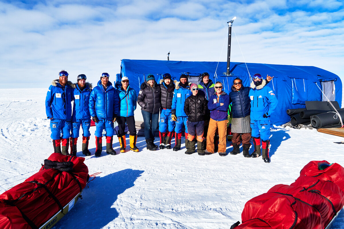 Expedition team at ALE's South Pole Camp