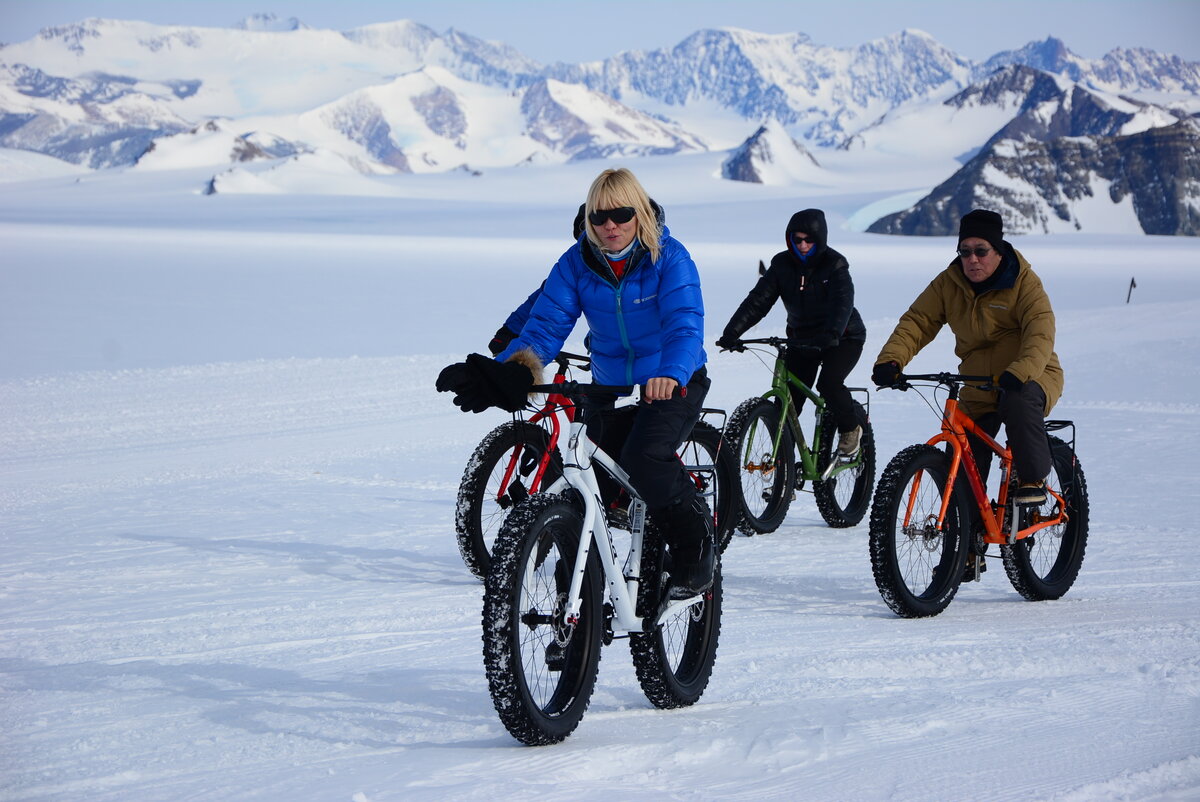 Fat tire bike excursion near Union Glacier Camp