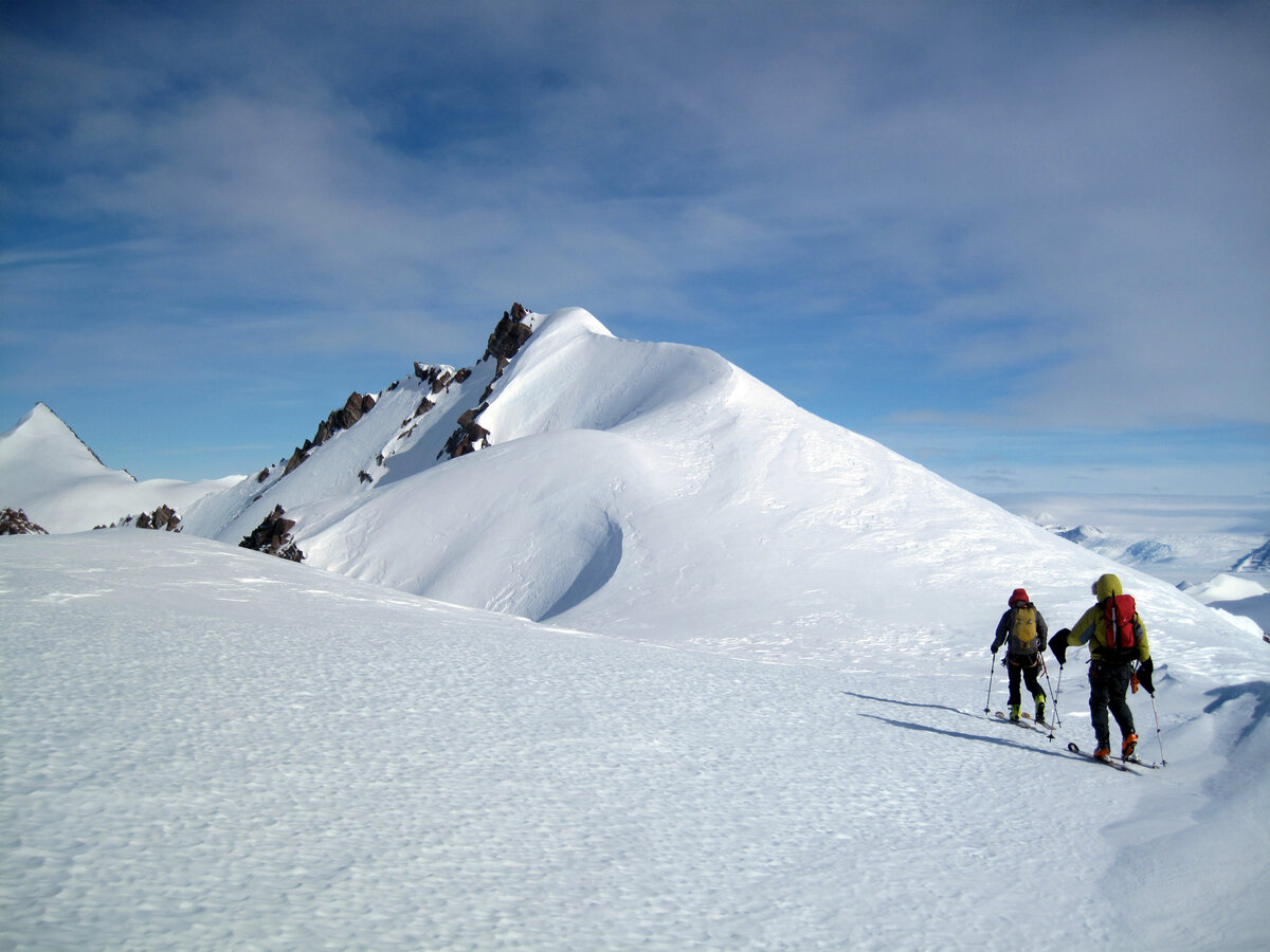 Ski ascent of peaks along Ronald Ridge